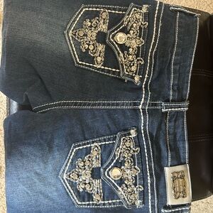 Miss Chic Embellished Blue Jean Capris